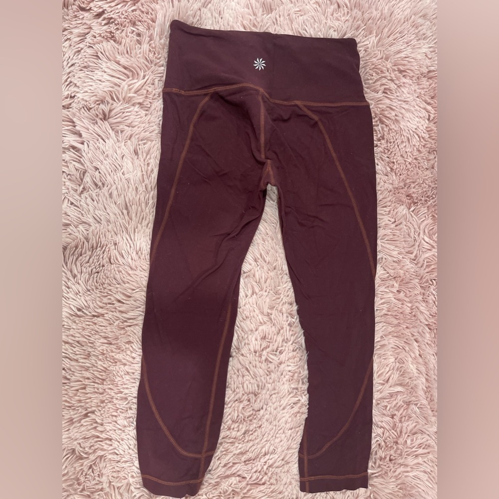 Athleta Leggings Sz XS Tall Burgundy Salutation